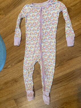Little Sleepies Rainbow Footed Pajama One-Piece - Pink, Yellow, Blue